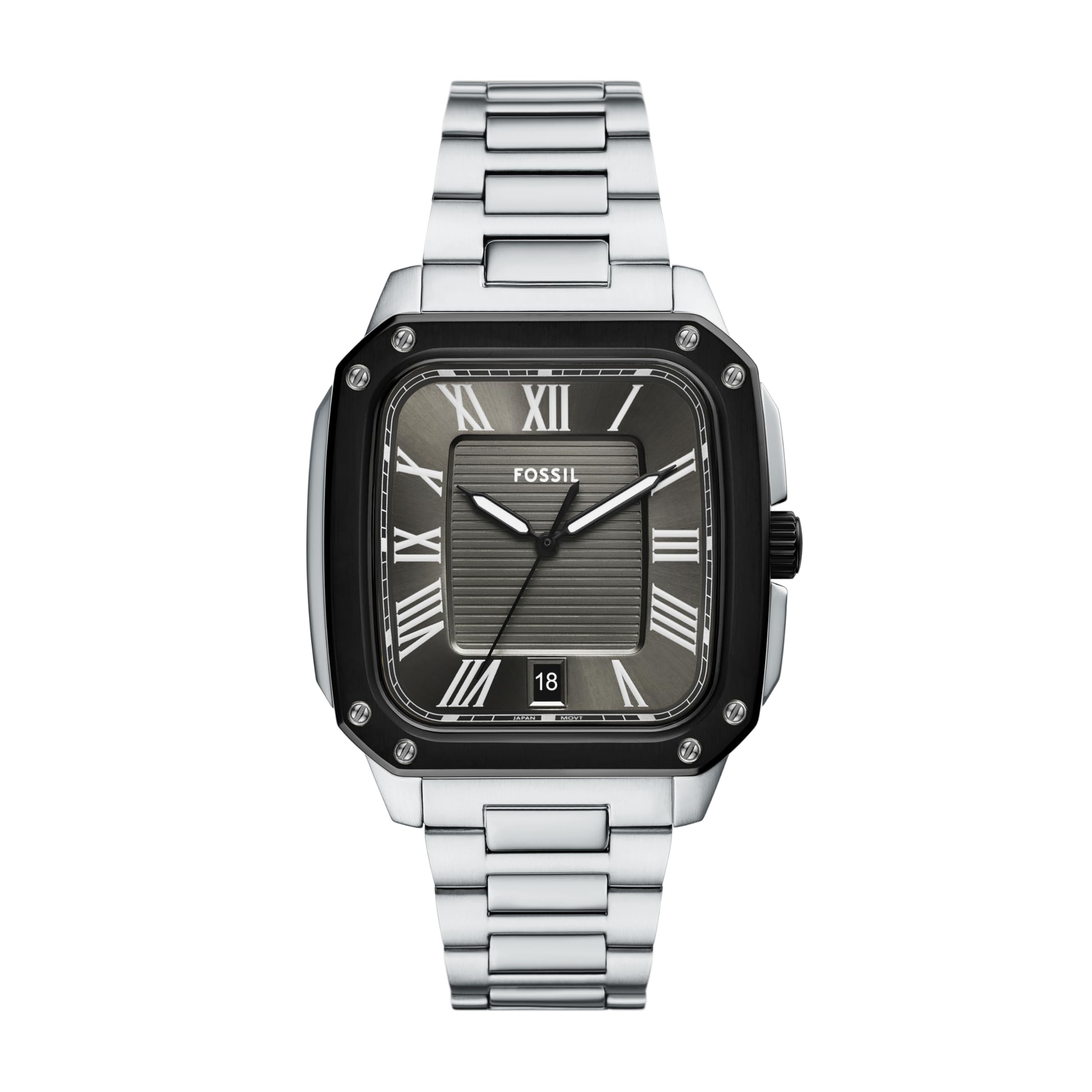 Fossil Mens Watch Crosby Three-Hand Date Stainless Steel Watch for Men