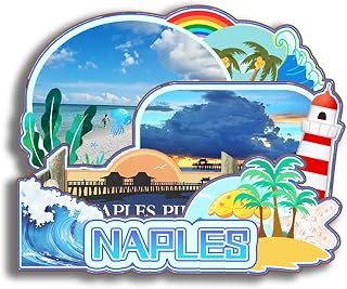 Dwutahcy 3D Wooden Fridge Magnet for Naples Florida USA Travel Souvenirs Gifts Classic Home Crafts Collectibles Kitchen Decoration Office Whiteboard Landmark