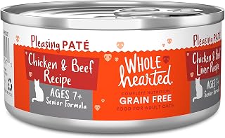 WholeHearted Grain Free Chicken and Beef Liver Senior Wet Cat Food Pate, 5.5 oz. Case of 24