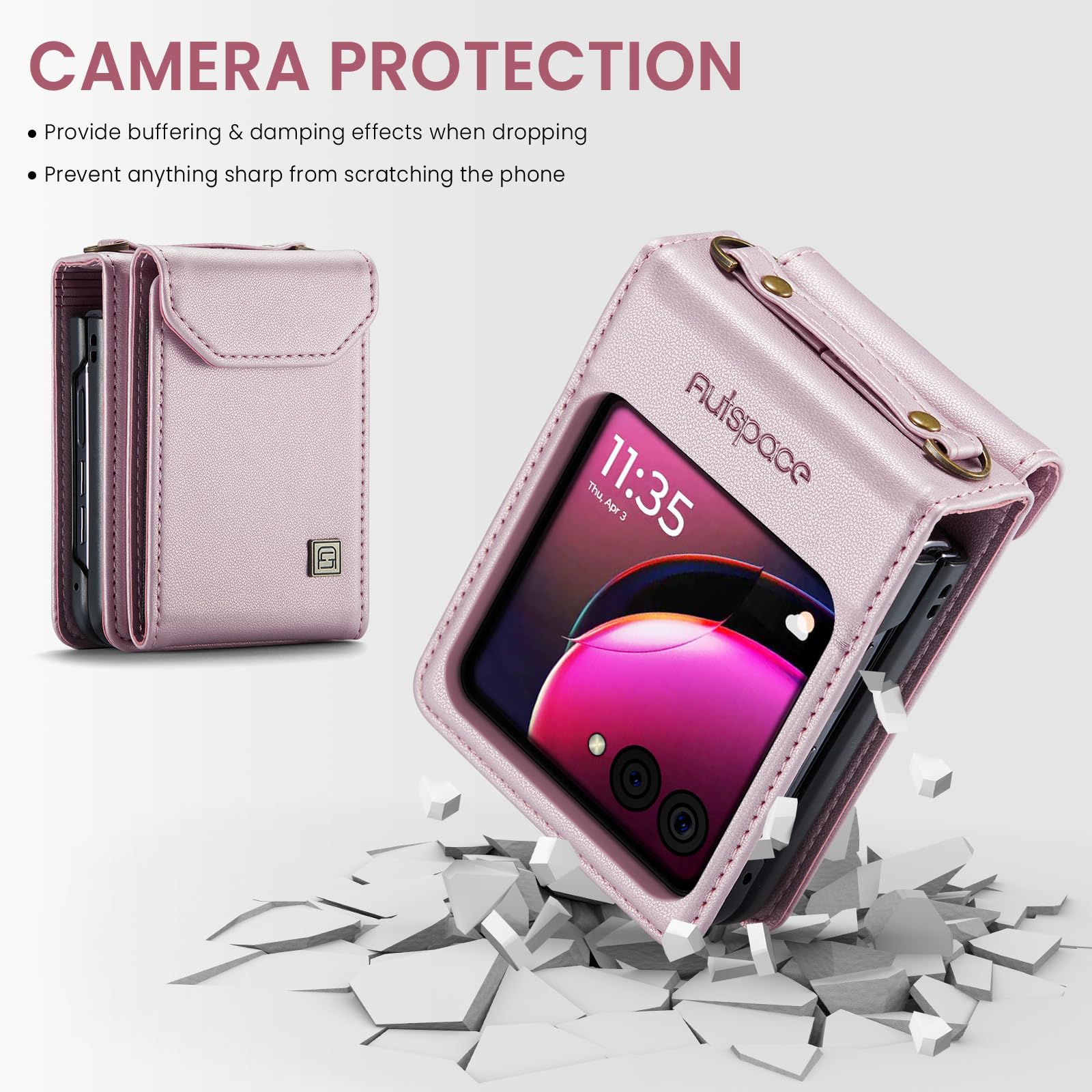 Schutzhülle Für Motorola Razr 2024 – Brieftaschen-Case Mit 4 Kartenfächern, RFID-Schutz & Umhängeband