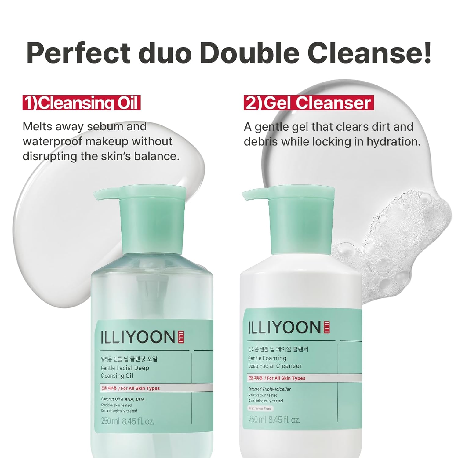 Illiyoon Gentle Deep Cleansing Oil | Lightweight Facial Cleanser with Coconut Oil & AHA/BHA for Makeup, Fragrance-Free, Sebum & Blackhead Removal, Korean Skin Care, 8.45 fl.oz. - Image 8