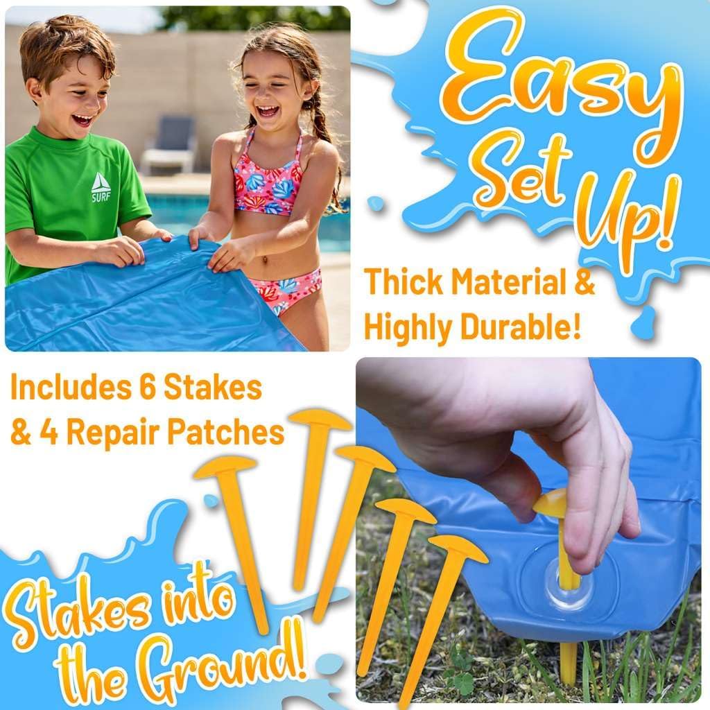 stargo 18 x 5 ft - slip and slide, water slides for kids - backyard waterslide for kids, outdoor fun summer water toys, water activities for kid and adults for backyard fun, ages 4-8, 5, 6, 7, 8-12 + light blue