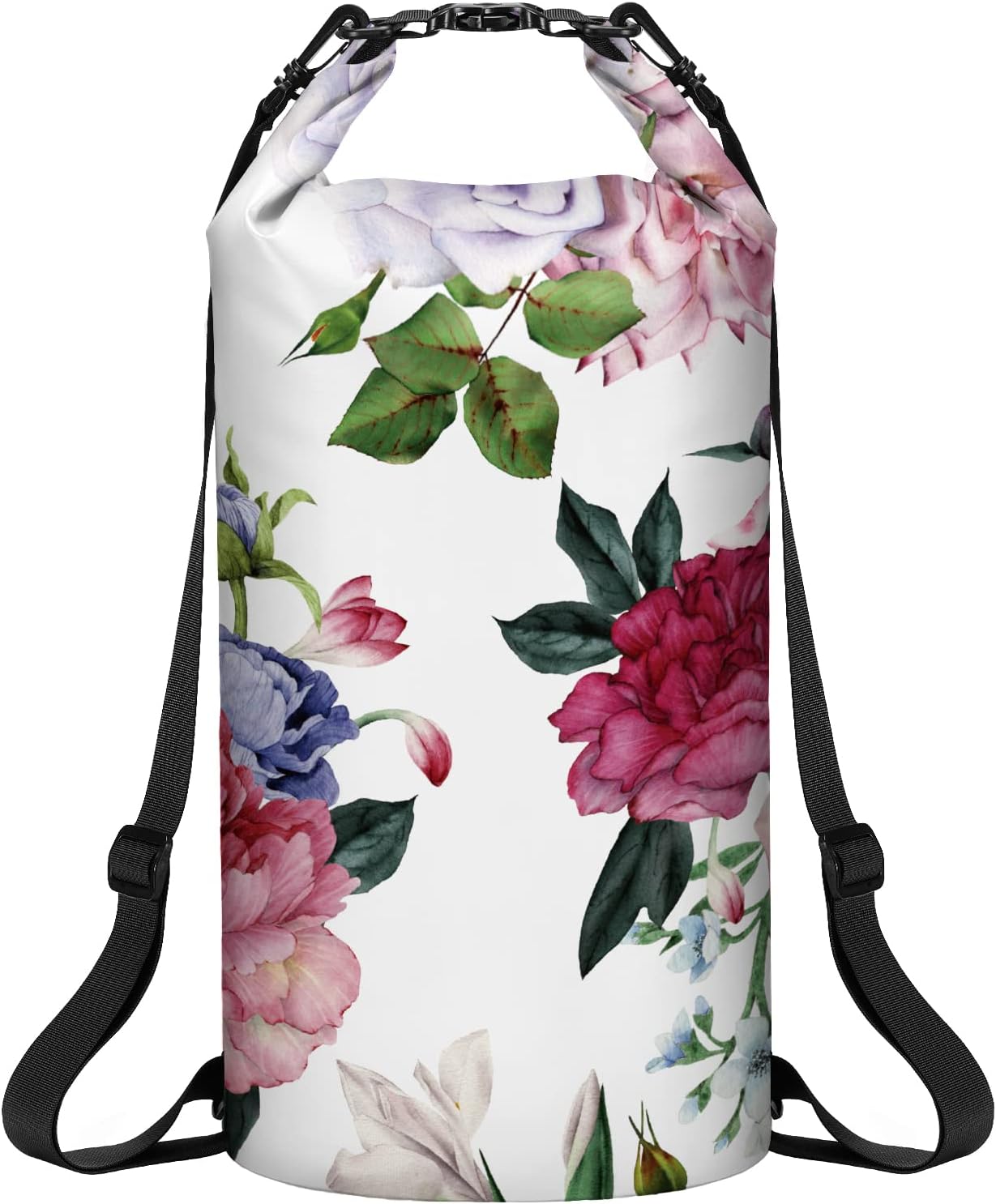 Goosehill Waterproof Print Dry Bag 10L, Lightweight Flower Bag Dry Sack for Kayaking Camping Hiking Traveling Swimming Fishing Paddleboarding