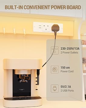 Hzuaneri Kitchen Cupboard with LED & Power Outlet, Tall Kitchen Cabinet
