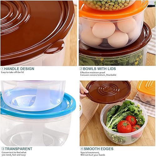 Miniatura 5 de shopwithgreen Cuencos de almacenamiento de plástico con tapas, diseño de acceso rápido, cuencos de cocina para almacenamiento de alimentos, cuencos