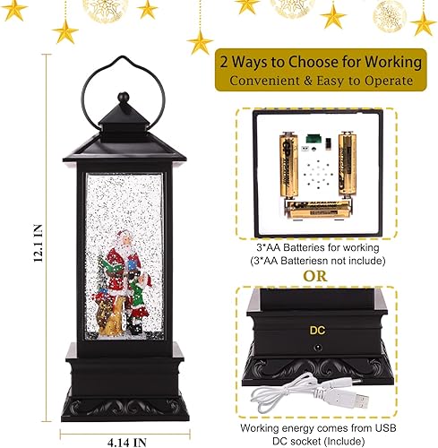 Miniatura 2 de Linterna de globo de nieve de Navidad, linterna musical de globo de nieve, linterna de mesa de Navidad, luz de villancico, linternas de agua Papá