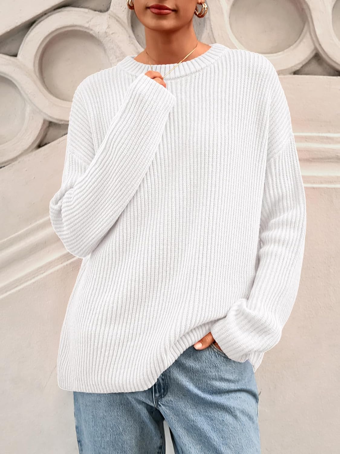 PRETTYGARDEN Womens Spring Sweaters 2026 Casual Chunky Crewneck Long Sleeve Ribbed Knit Oversized Pullover Sweater Tops - Image 3