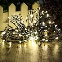 Vista 2 de Luces estrelladas que funcionan con pilas, 50 micro LED de 18 pies, blanco cálido, impermeable, árbol de Navidad, corona, boda de bricolaje