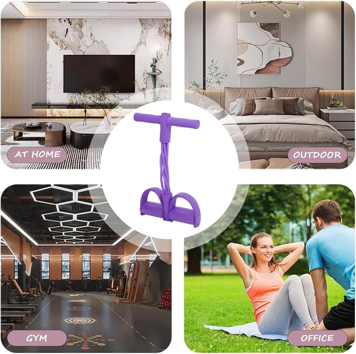 6-Tube Pedal Resistance Band, Premium Elastic Tension Rope for Full Body Workout, Natural Latex Fitness Bands for Strength Training,Yoga Stretching Slimming Training, Home Gym Exercise Equipment - Image 7