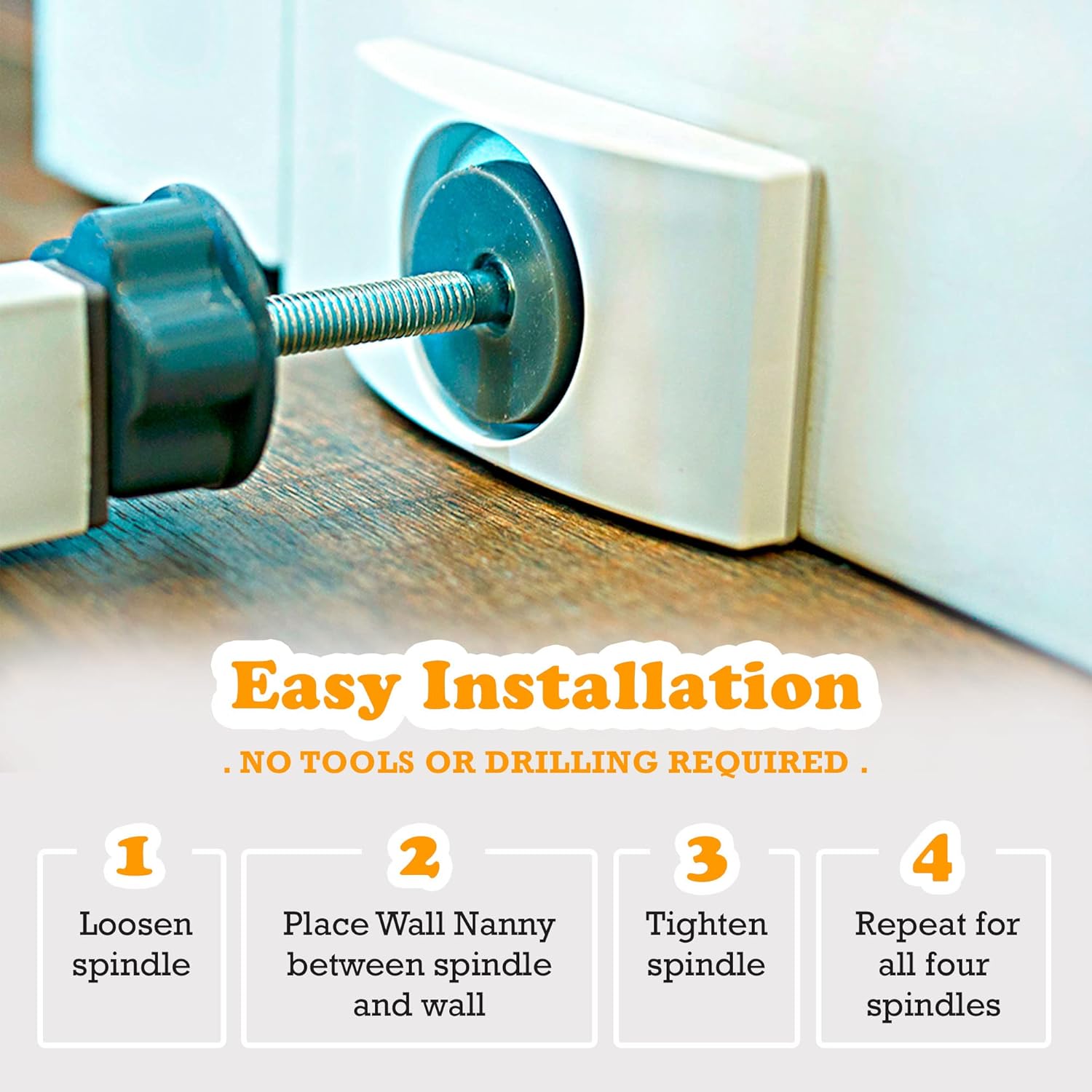 Wall Nanny 2-Pack - Works with 2 Gates - Baby Gate Wall Protector (Made in USA) Protects Walls and Doorways from Pet Gates - for Pressure Mounted Indoor Safety Baby Gates - White