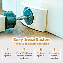 Wall Nanny - Baby Gate Wall Protector (Made in USA) Protect Walls from Pet Gates & Dog Gates - No Safety Hazard on Spindles - for Child Pressure Mounted Baby Gate for Stairs Cup Guard - White, 4 Pack