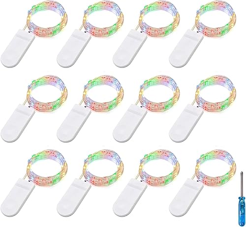 Miniatura 9 de Guirnalda de luces CR2032 funciona con pilas, 6.6 pies/6.6 ft, 20 luces LED de alambre micro plateado para dormitorio, fiesta de Navidad, decoración