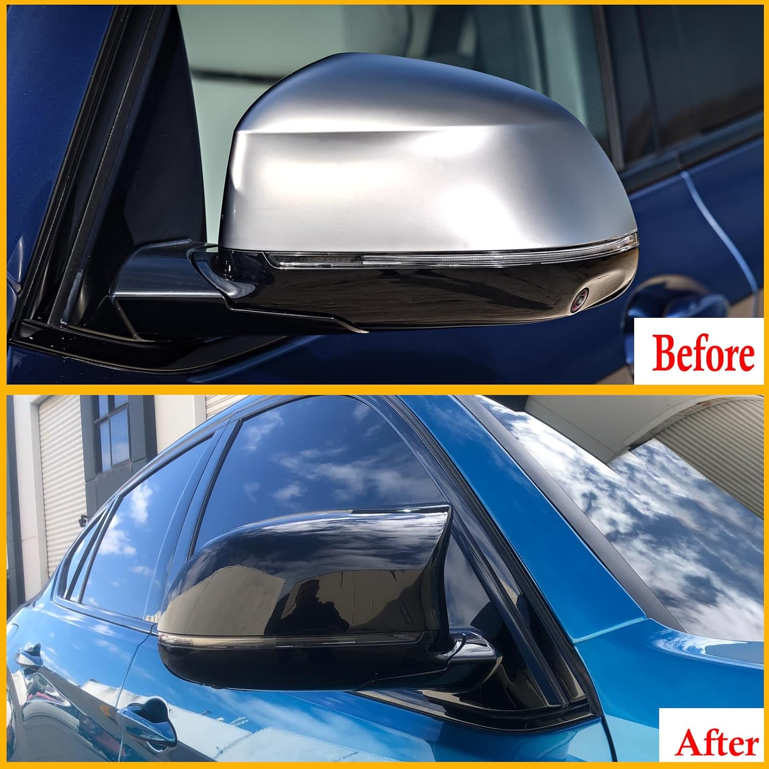 Gloss Black Side Rearview Mirror Cover Caps Fits for 2014-2018 F15 X5 F16 X6 F25 X3 F26 X4 -M Style
