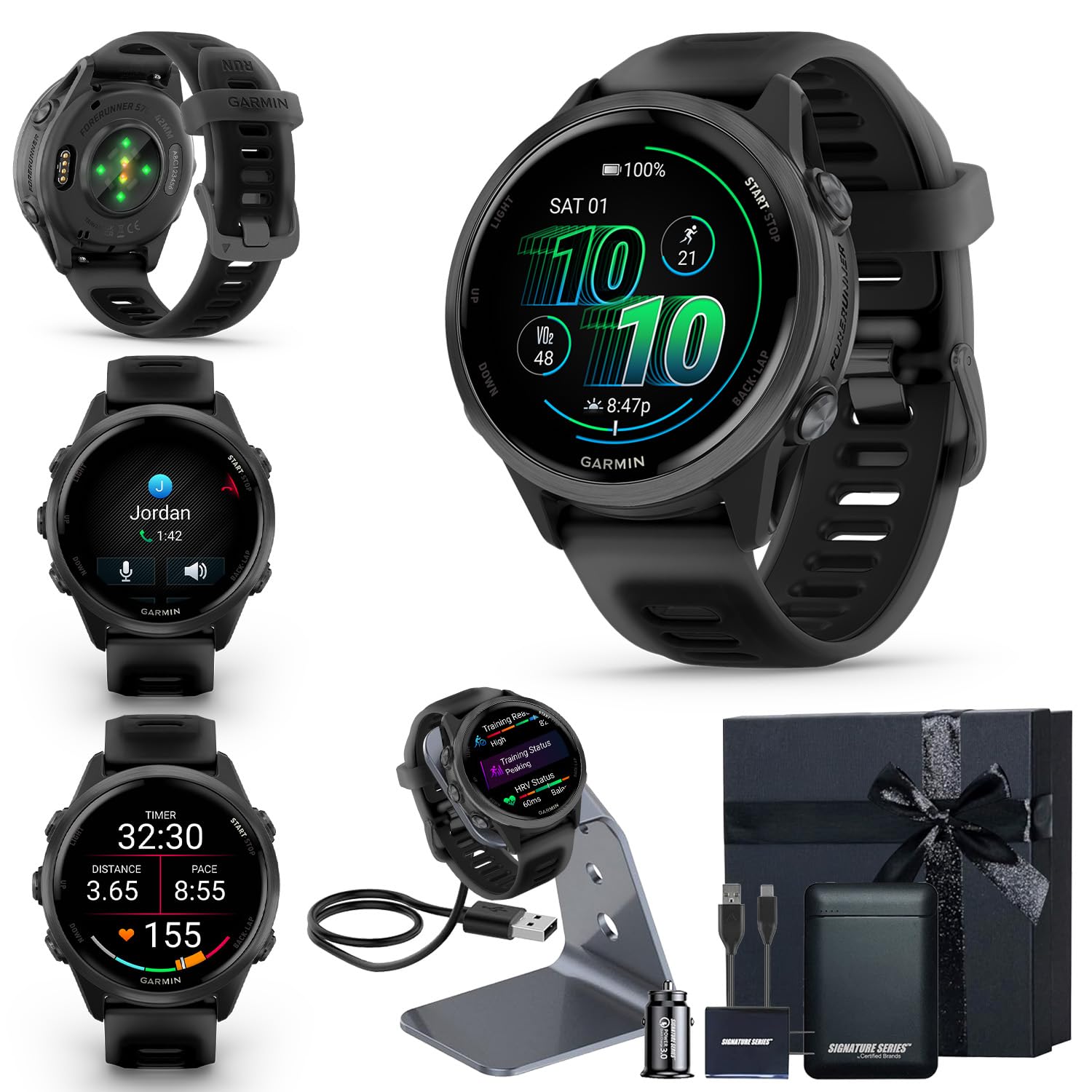 Garmin Forerunner 570 42mm GPS Running Smartwatch, Black | Advanced Training & Recovery, Sleep Coach, Heart Rate, Download Music, Up to 10 Day