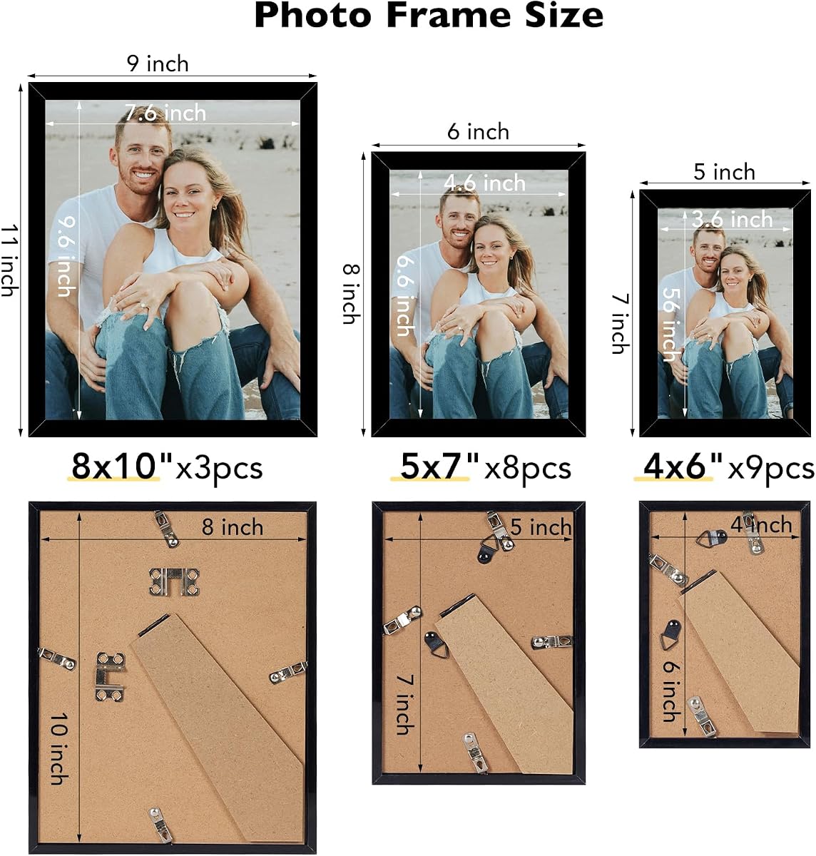 Simple Trending Home Picture Frames Set - Black view 3