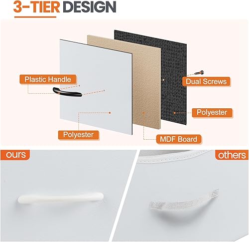 Miniatura 5 de Sweetcrispy Mesa auxiliar con 2 cajones para dormitorio, mesita de noche pequeña, muebles organizadores de almacenamiento, armario de tela, parte