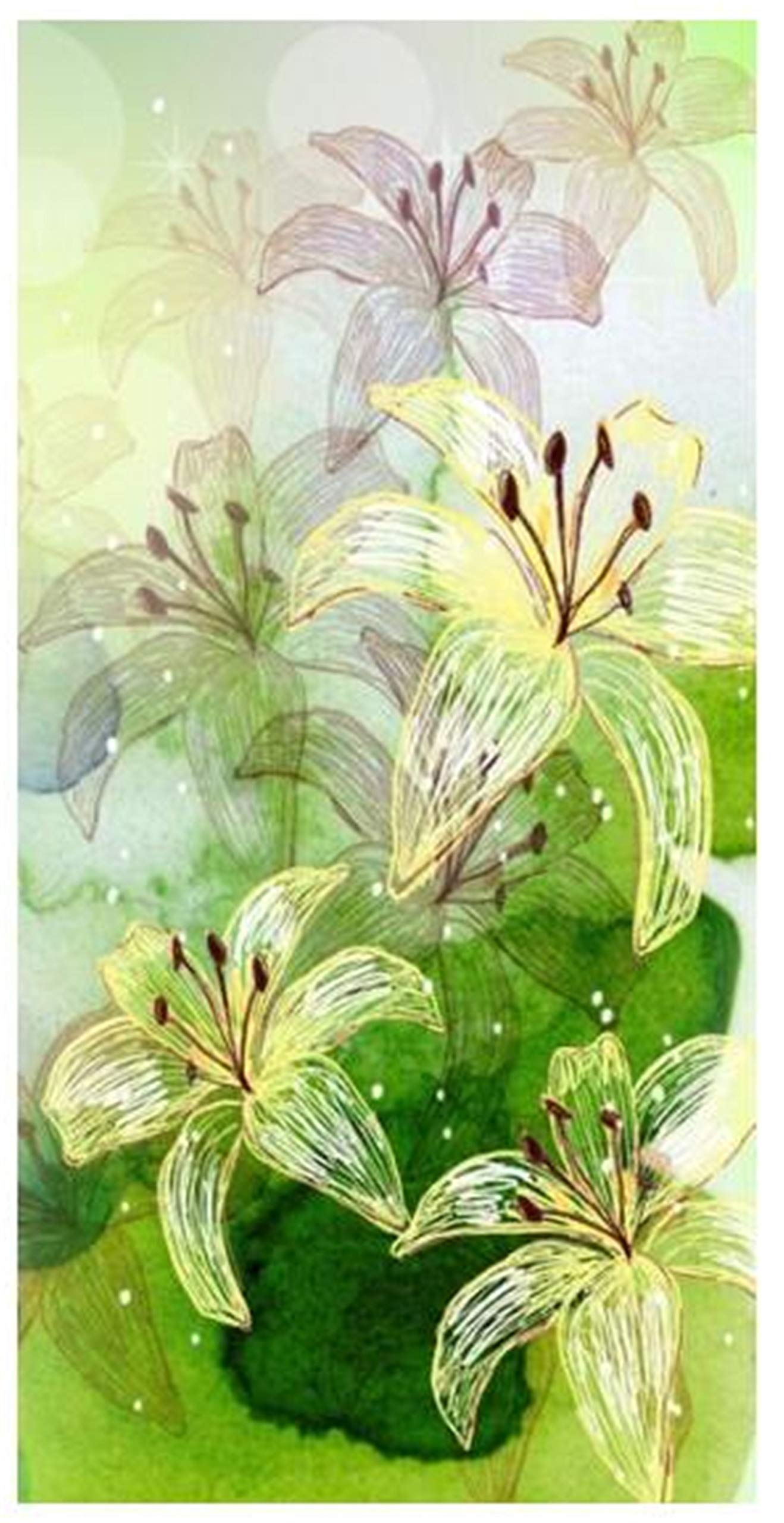 Diamond Painting Grand Format 20x40" Lis Blanc pour Décoration Murale Salon et Chambre