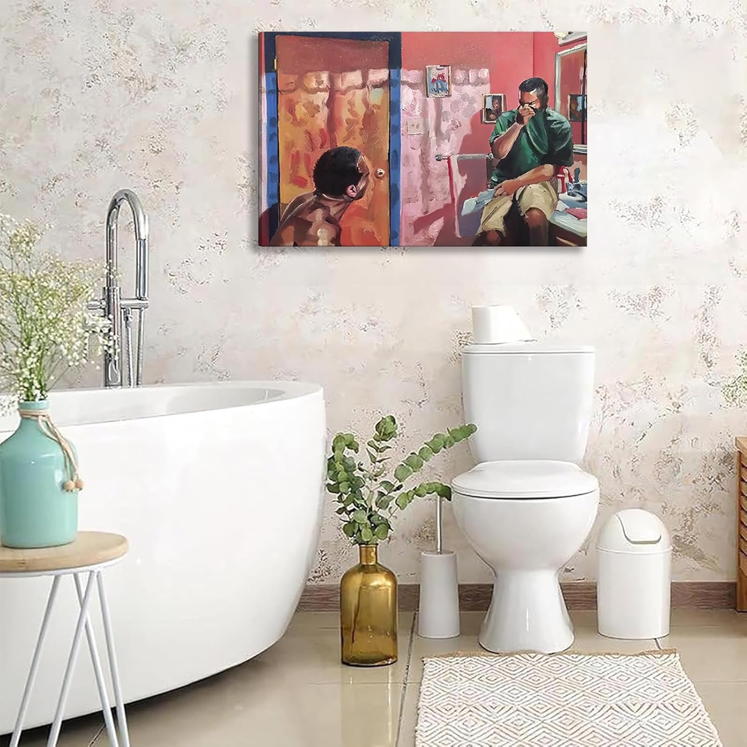 Funny Bathroom Canvas Wall Art Toilet Wall Decor Pictures Funny Bathroom Humour Smell Poster Print Oil Painting Modern Artwork for Living Room Dorm Home Pop Decoration 16x24in