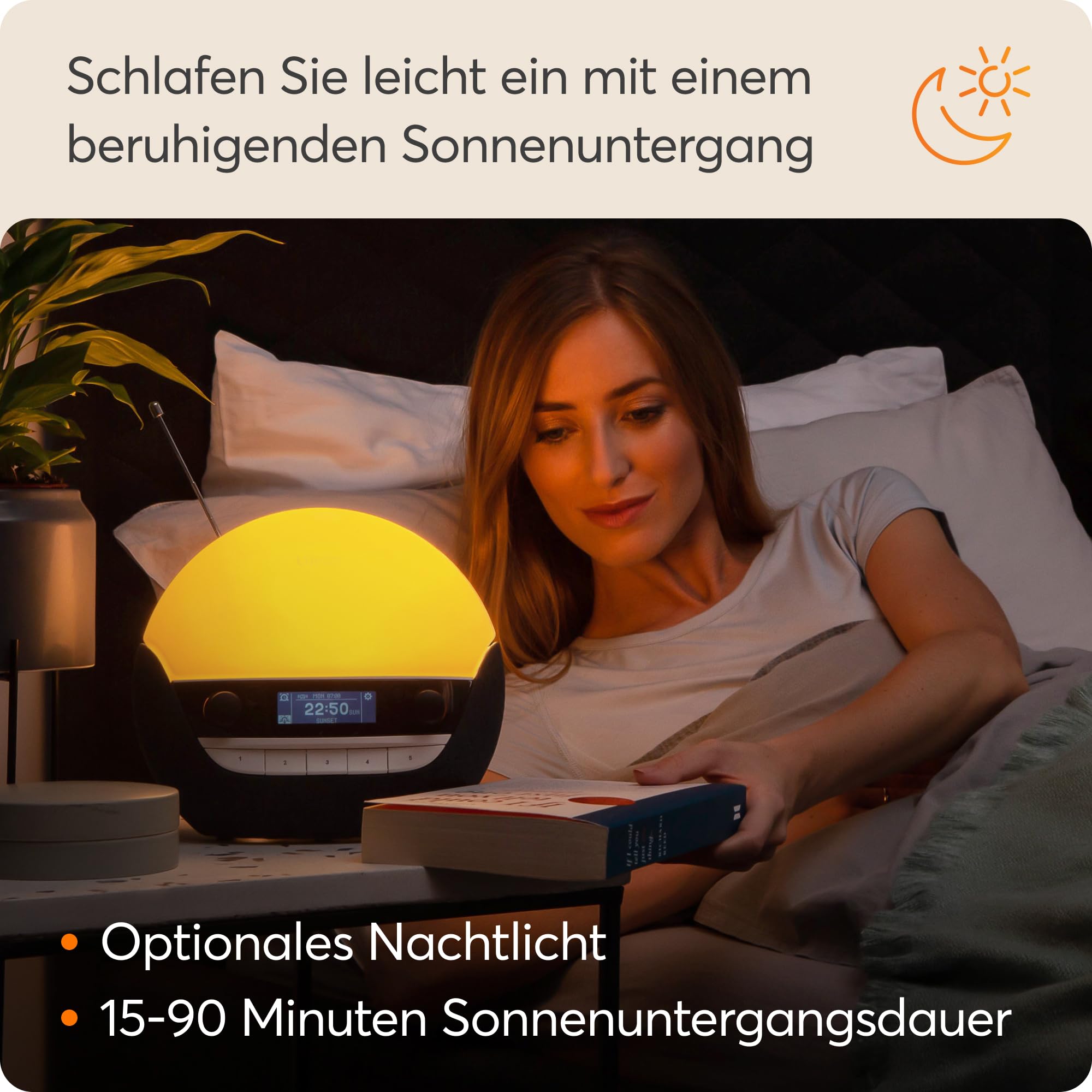 Lumie Bodyclock Luxe 750DAB - budzik świetlny, radio DAB, głośnik Bluetooth i niewielkie niebieskie światło na czas snu