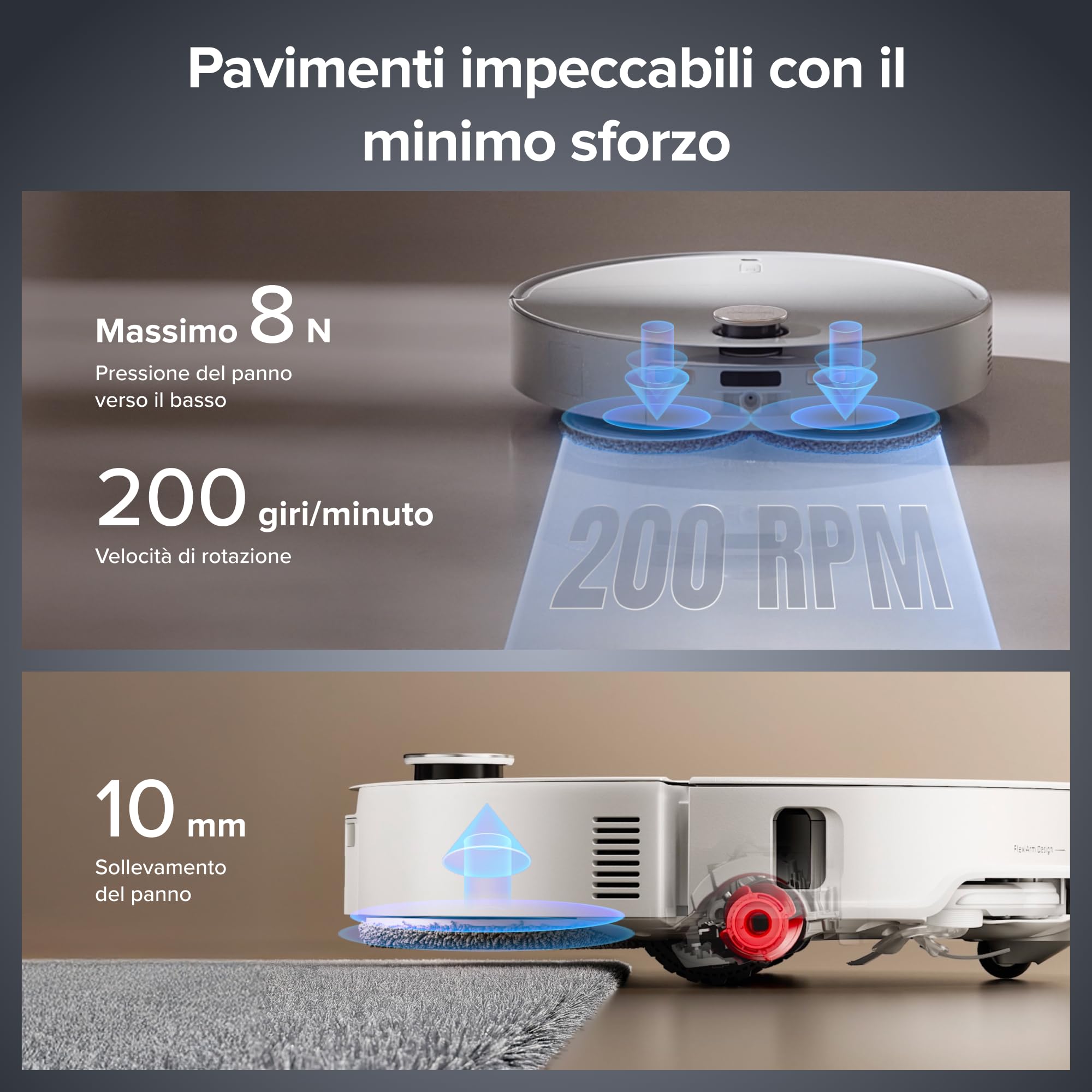 roborock Qrevo EdgeT Robot Aspirapolvere Lavapavimenti con LDS Retrattile | 7,98 cm, Antigroviglio, Autopulizia Panno 75°C, Stazione Tutto in Uno, Modalità Tappeti, Bianco