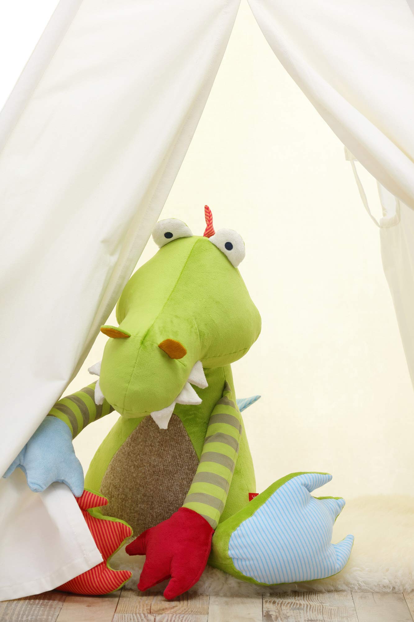 SIGIKID 38874 Drache XXL Patchwork Sweety Mädchen und Jungen Kuscheltier empfohlen ab 1 Jahr mehrfarbig