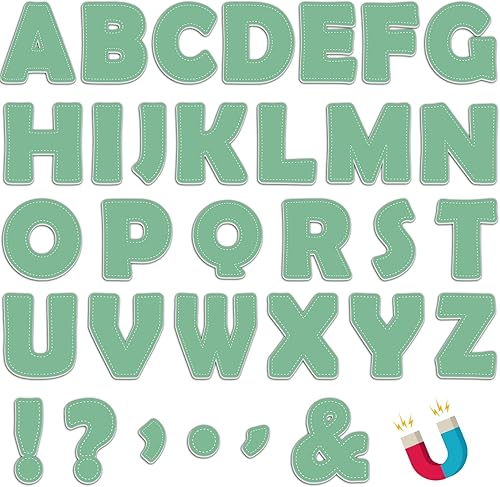 Qyeahkj 103 letras magnéticas de 2 pulgadas, letras magnéticas de color verde eucalipto para aula, pizarra blanca, nevera, kit de letras magnéticas