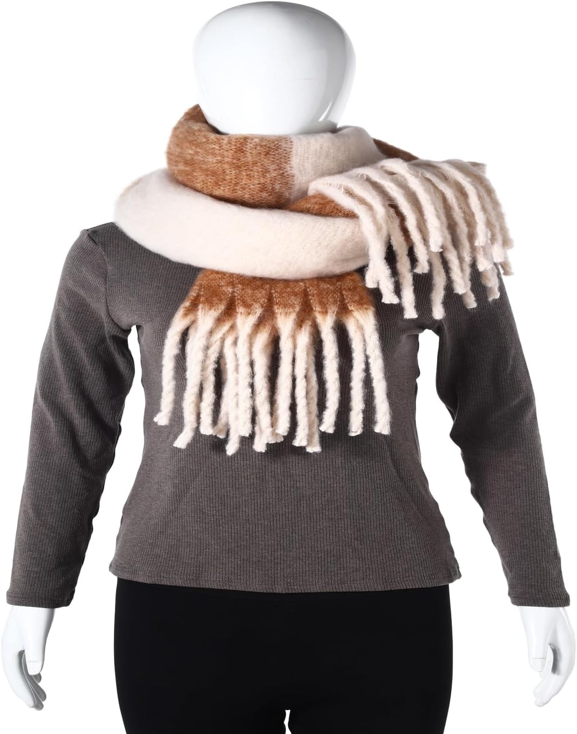 AUSEKALY Women's Shawl Scraf Thick Chunky Colorful Big Blanket Scraves Oversized Wrap Warm Stripe - Image 4