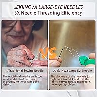 Vista 4 de Large-Eye Needles for Hand Sewing, 50pcs Premium Large Eye Sewing Needles with Threaders and Storage Tube 5 Size Large Eye Pointed Stitching Needles