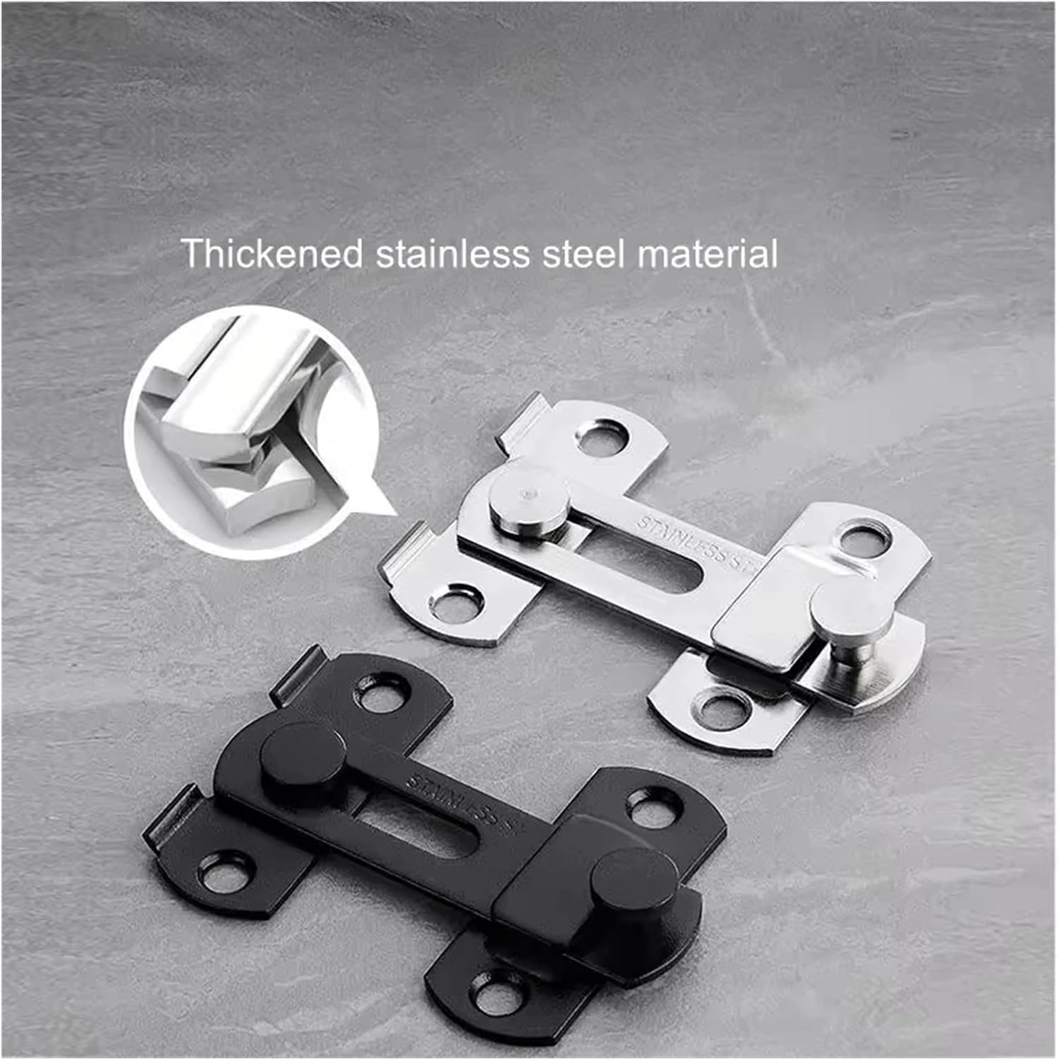 Zamki do drzwi przesuwnych, Zatrzask do bramy stodoły ze stali kątowej 0/180 stopnia przesuwny czarny 2/4 szt(Black X 2pcs)