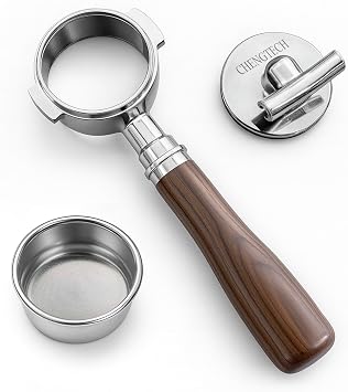 58mm Detachable Double Spout Portafilter for E61 Group Head, 18g Dual-Layer 718 Micro-Sift Basket Included, Walnut Handle, La Marzocco, Rocket Espresso, Lelit, Slayer & Standard 58mm Espresso Machines