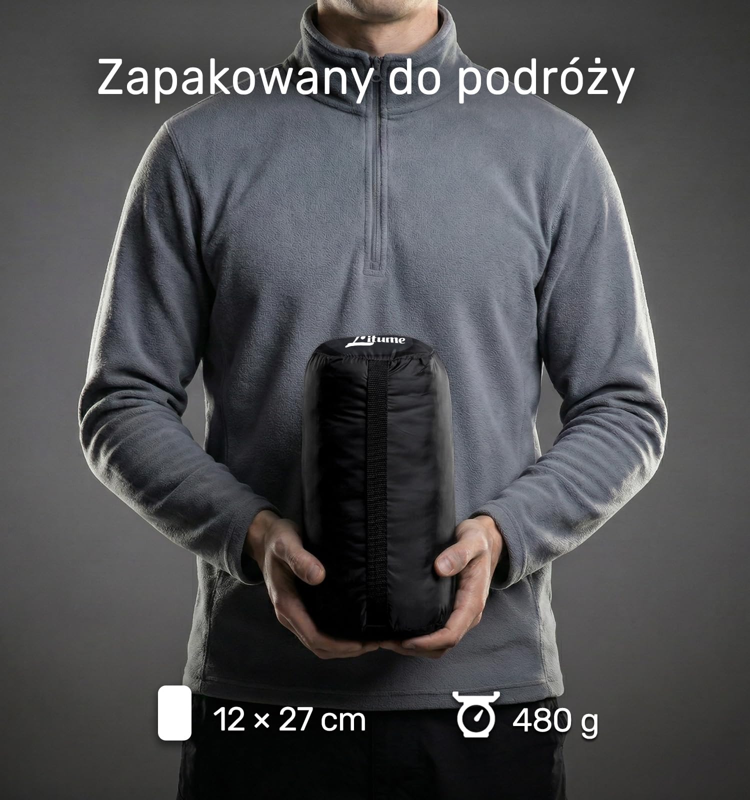 Litume Całoroczna wkładka do śpiwora dodaje, kompresyjny i lekki śpiwór dla mumii na wędrówki z plecakiem, kemping