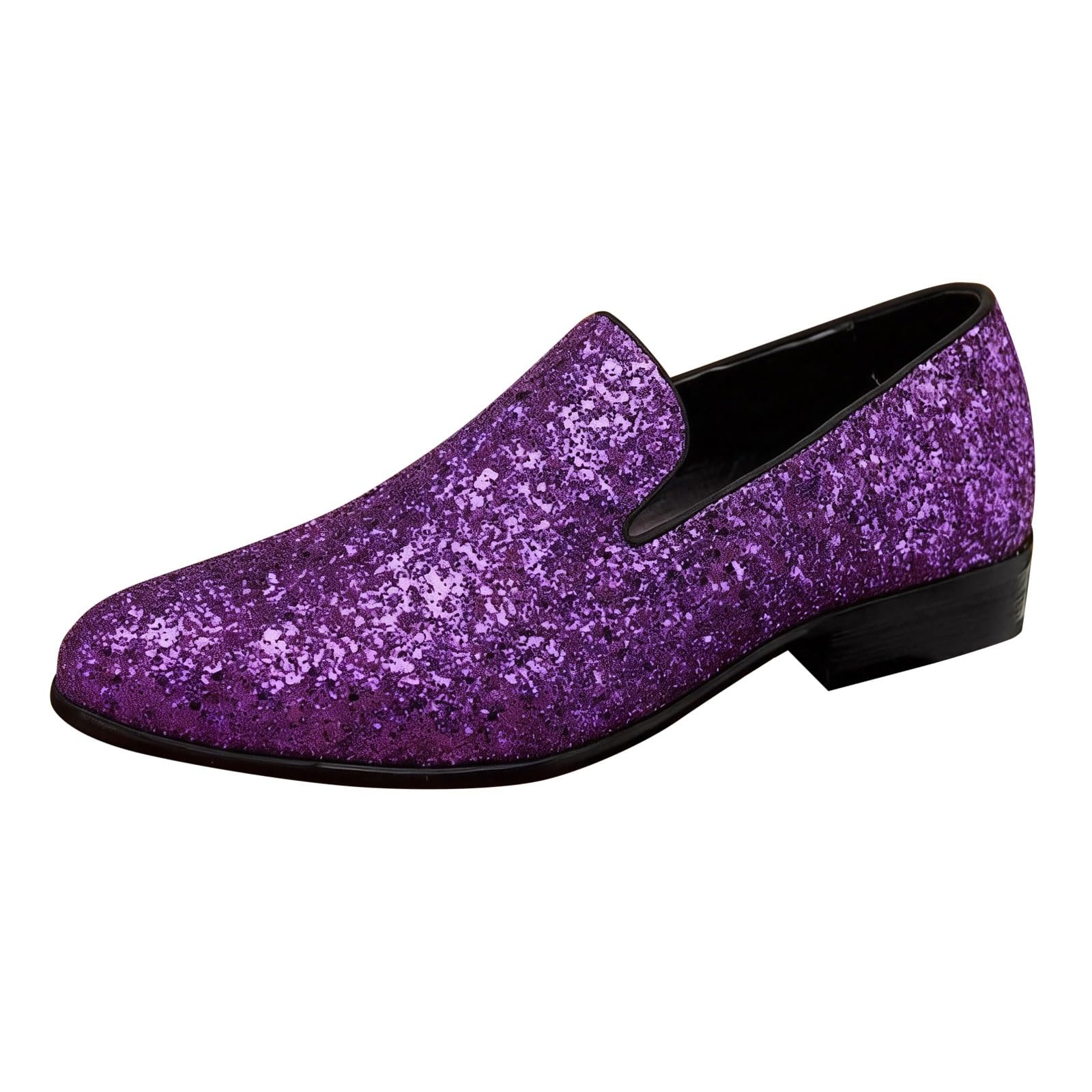 Zapatos con purpurina para mujer con tacón: mocasines plateados con lentejuelas, zapatos de baile transpirables para mujer, zapatos cómodos para correr con tacón de bloque, zapatos brillantes, zapatos