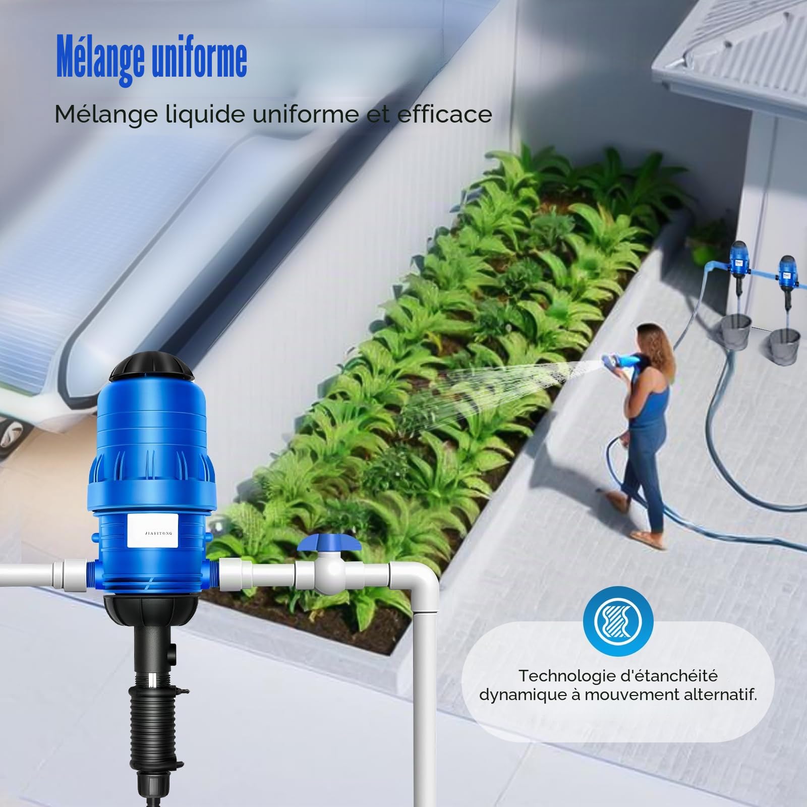 Injecteur d'engrais, pompe de dosage de liquide chimique réglable avec irrigation goutte à goutte 0,4 à 4 % pour agriculture, jardin, abri de jardin, élevage de bétail