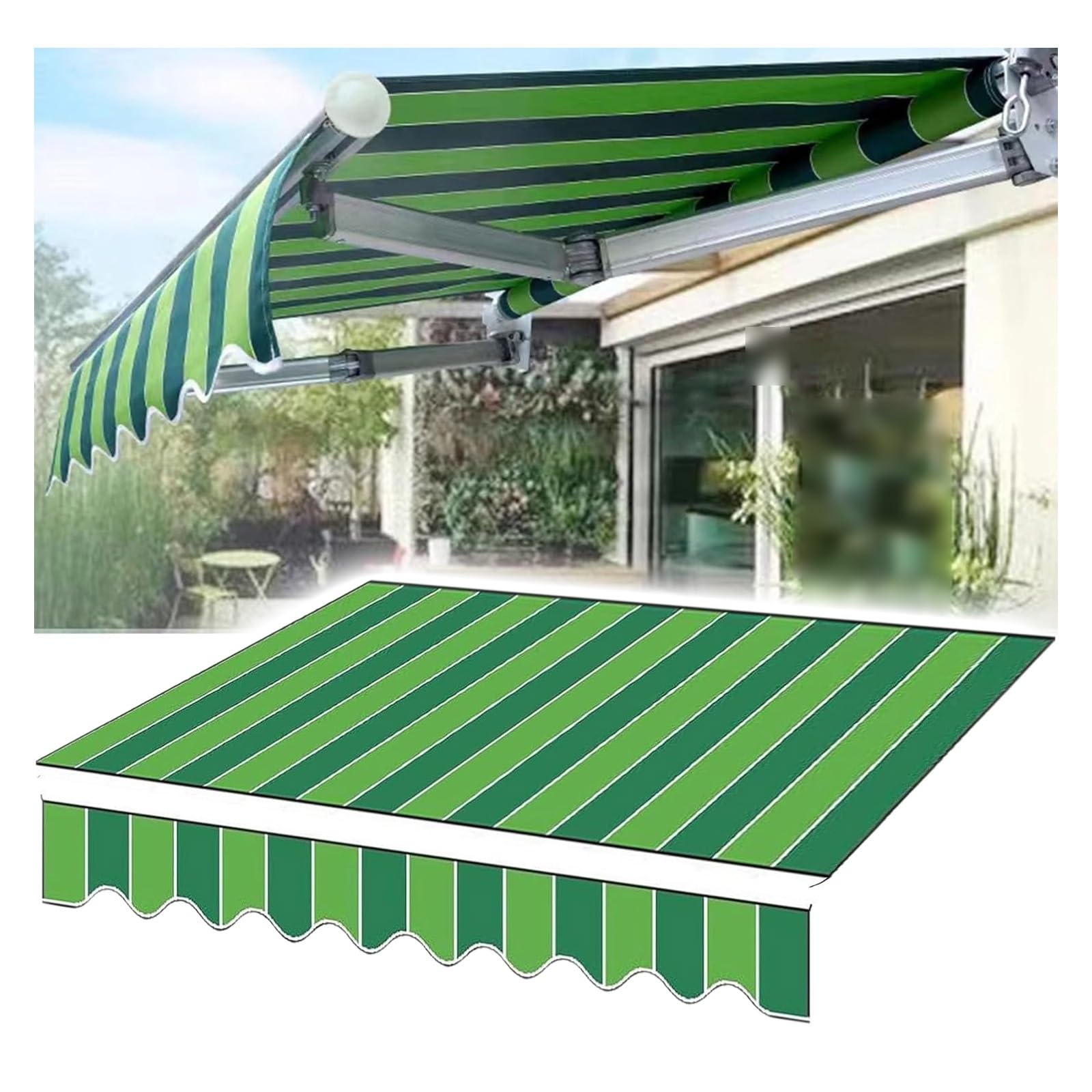 Ersatzstoff für Markisen, UV-Schutz, wasserdicht, Sonnenschutz für Fenster, Türen, Balkone & Höfe, 100% Polyester, Schutzabdeckung (1,5 m)