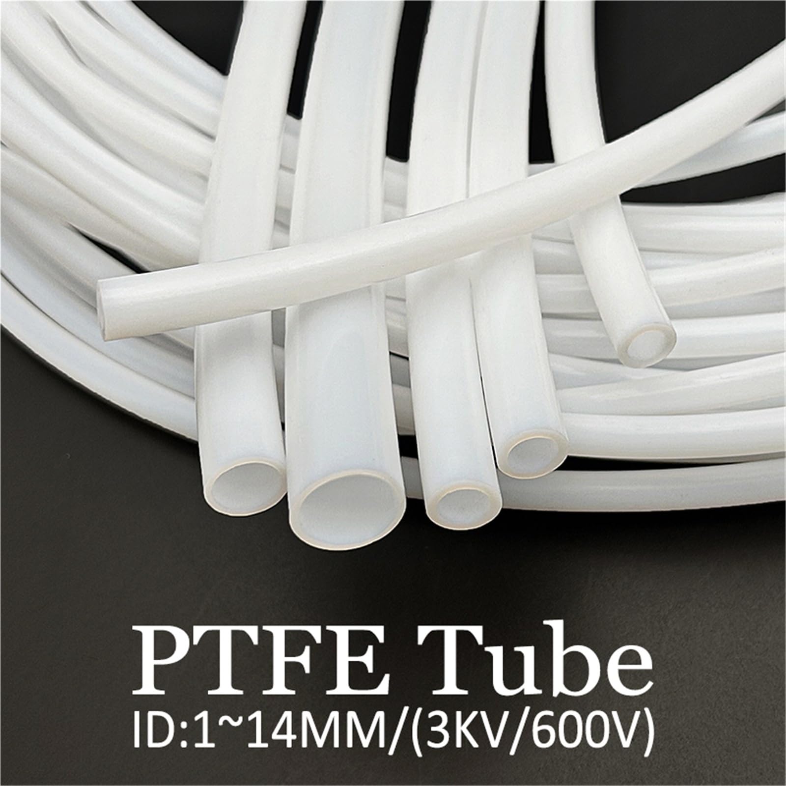 Tube PTFE Paroi intérieure lisse isolée ignifuge ID 1-14 mm(5M_ID 6XOD 10MM)