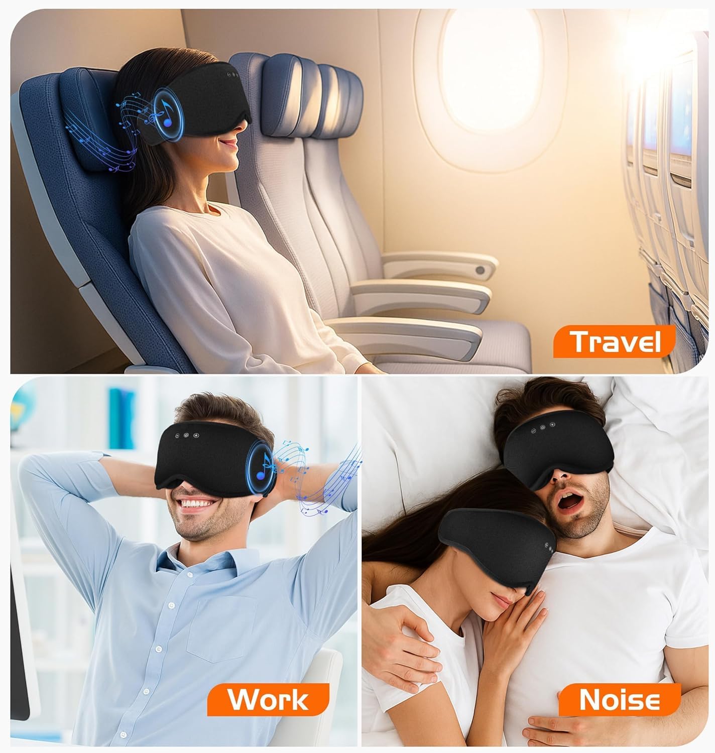 Mascherina per dormire Bluetooth con coppe 3D rimovibili, cuffie wireless in cotone di bambù, mascherina oscurante per gli occhi con timer, per chi dorme sul fianco, per viaggi e meditazione