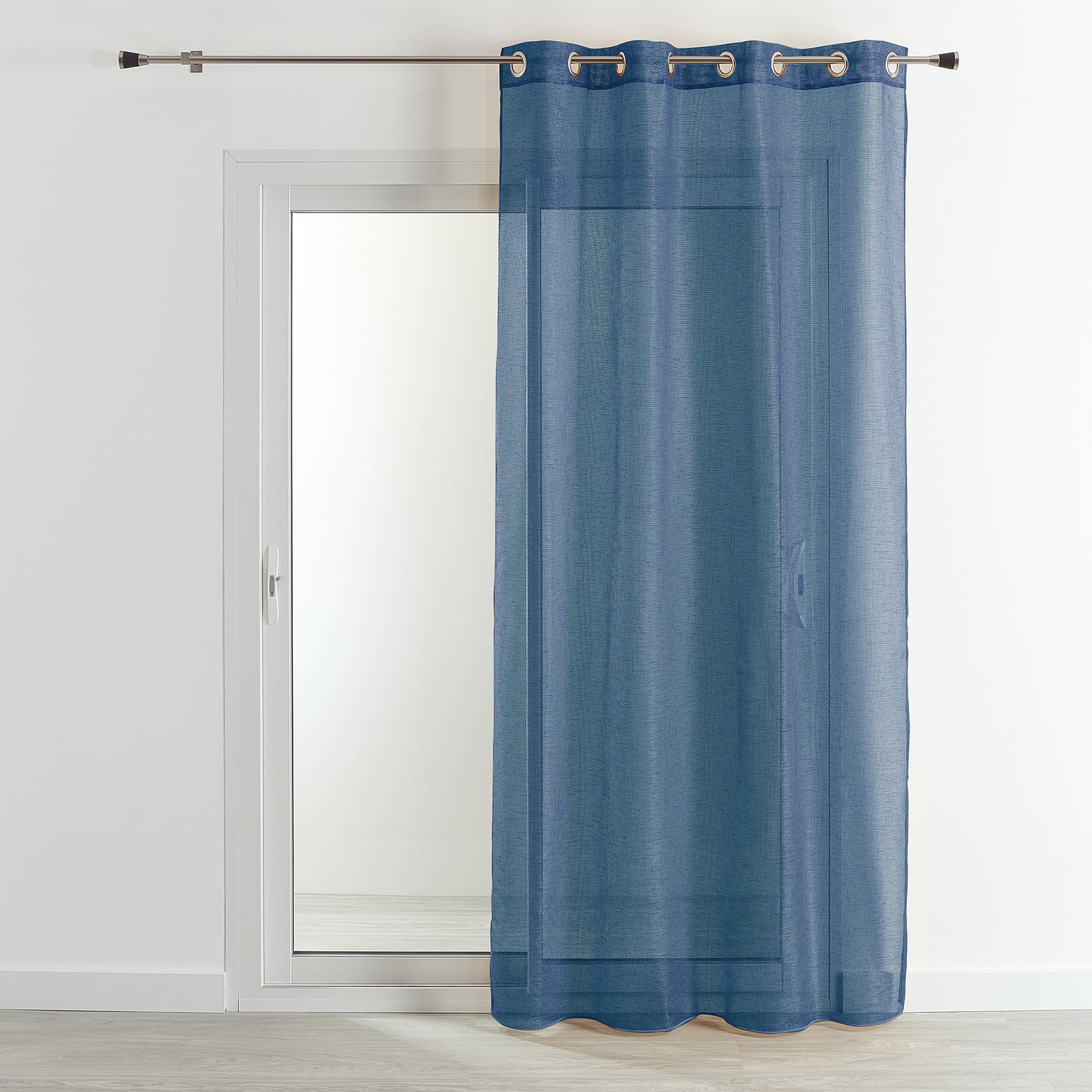 HomeMaison.com Cheesecloth Net Curtain with Eyelet, Blue, 140 x 260 cm