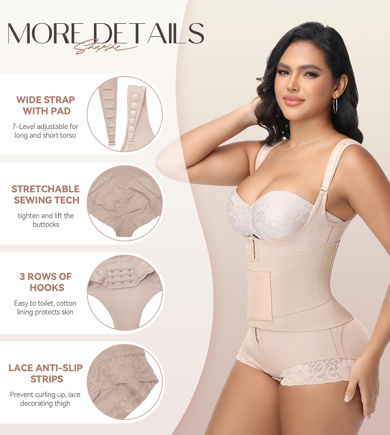 SHAPSHE 3 in 1 Detachable Velcro Fajas Colombianas Moldeadoras Faja Postpartum Body Shaper Compression Garment Shapewear