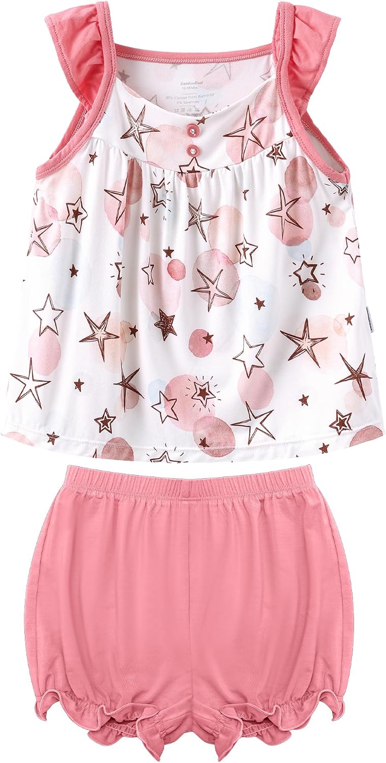 Toddler Girls Clothes Set Cute Playwear Summer T-Shirt and Shorts Baby Outfits Viscose from Bamboo 3Months-6Y