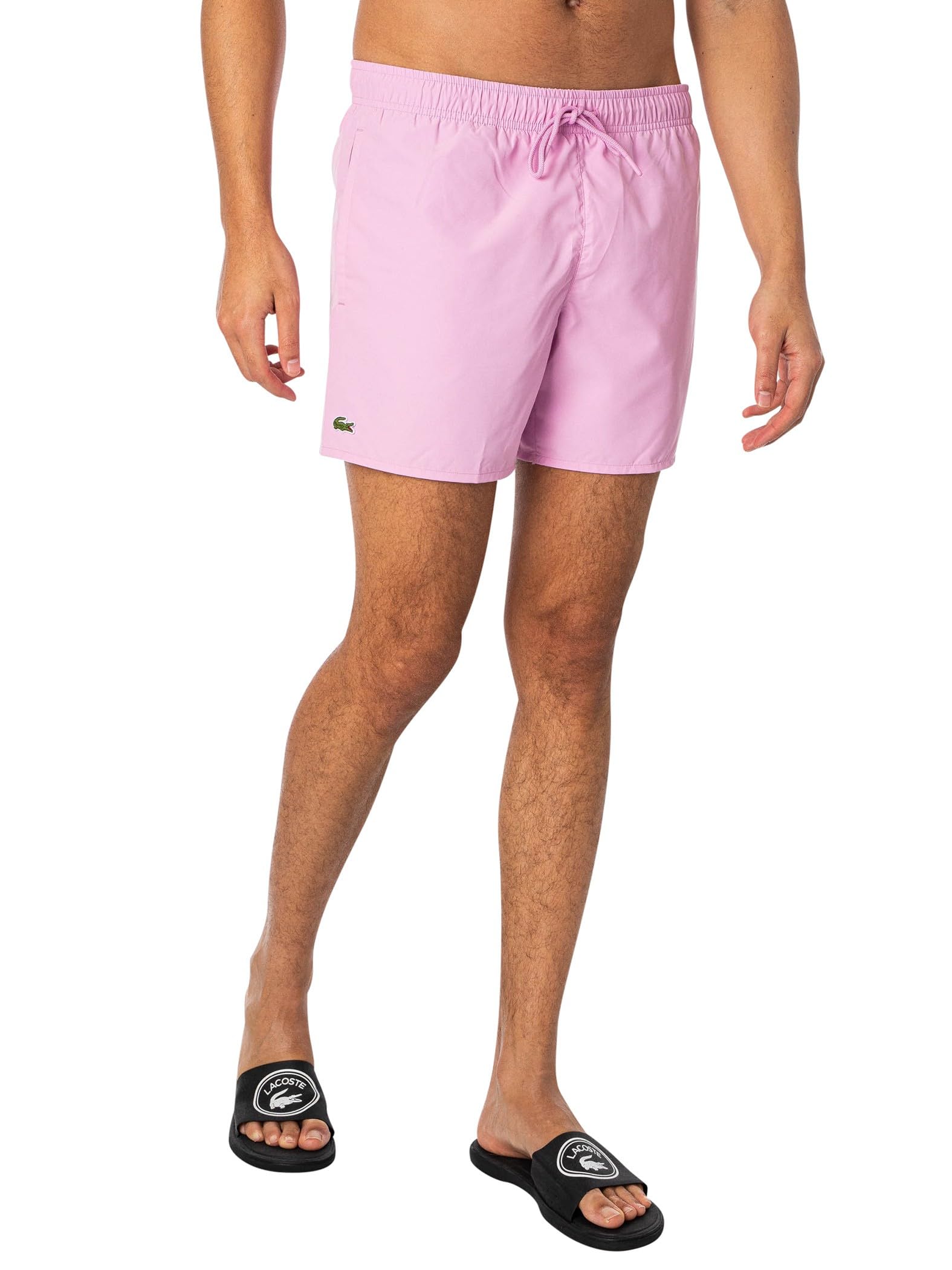 Lacoste Bañador para hombre con logotipo, color rosa