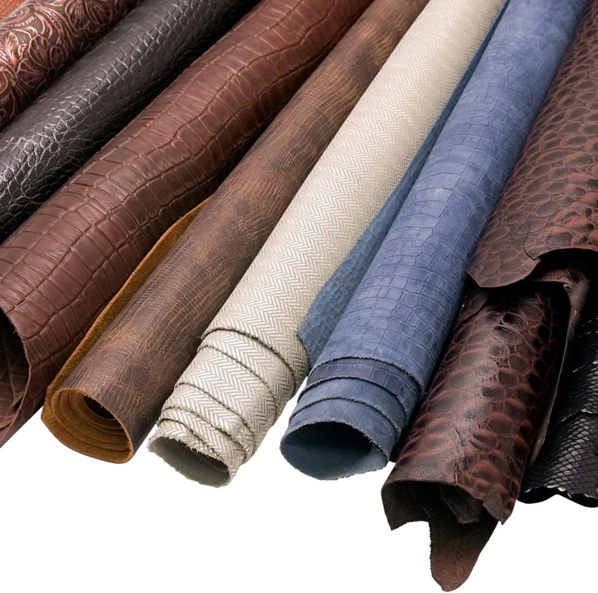 SLC Premium Printed Leather Bundle – 40 Square Feet Assorted Crafting Pieces for DIY & Handmade Goods – Springfield Leather Company