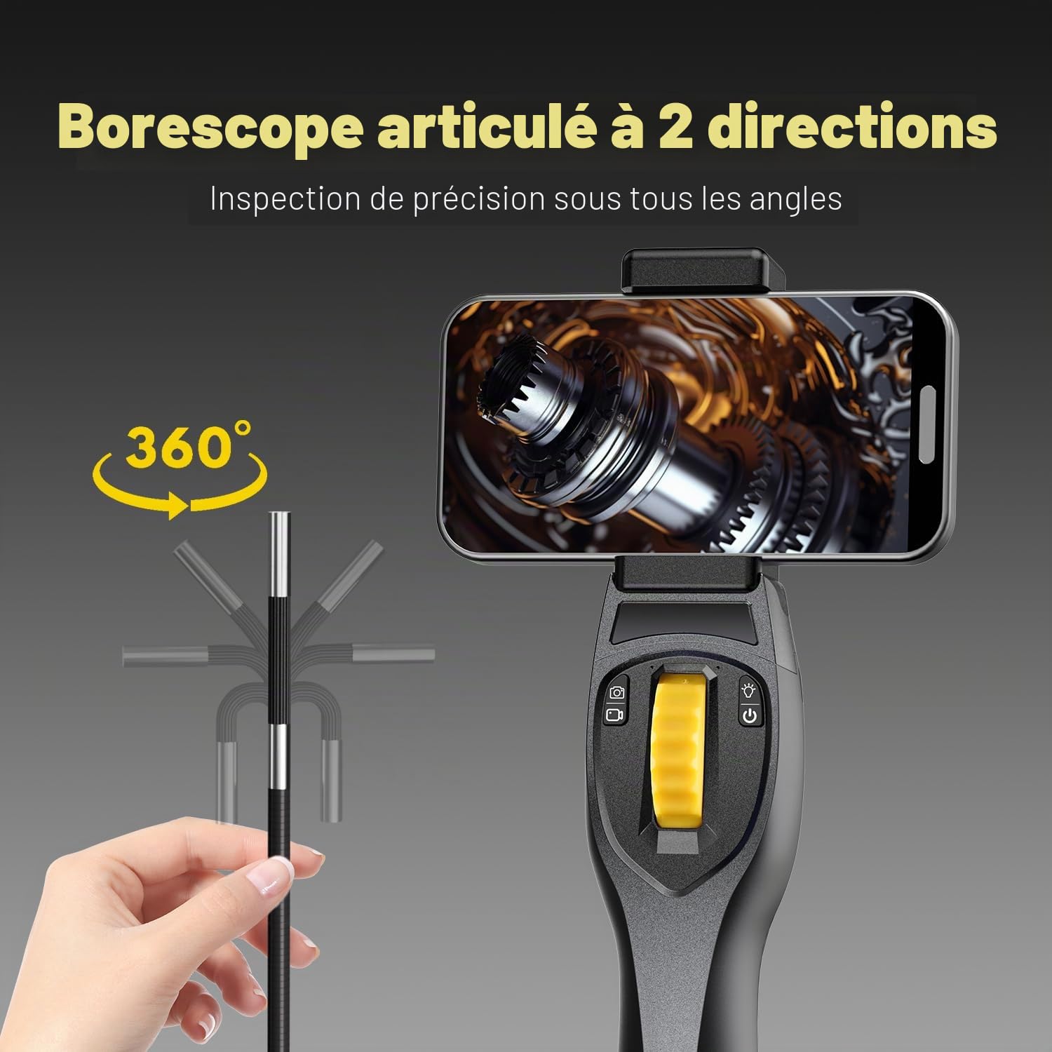 Caméra Endoscopique, 720P HD Camera Inspection Canalisation avec 6 LED Réglables, Compatible Android et iOS, Endoscope IP67 Étanche pour Réparation Auto, Plomberie et Maison