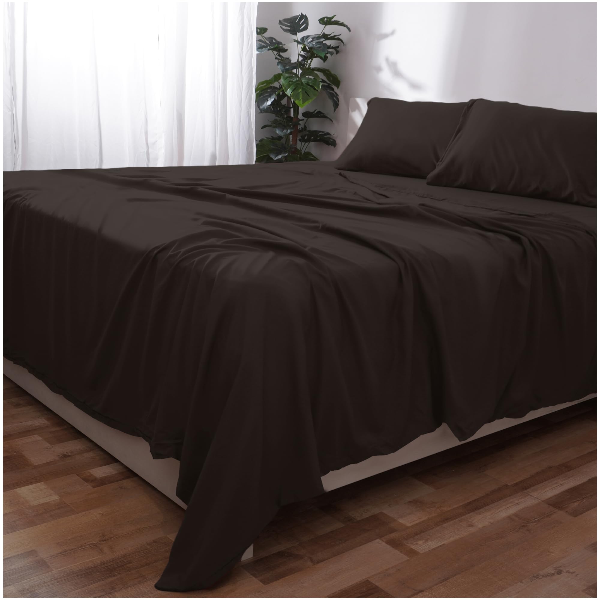 Novo Home Single Bed Sheet Set (Dark Brown) โ Soft Brushed Microfiber Bedding with Flat Sheet, Fitted Sheet & Pillowcase โ Deep Pocket, Fade Resistant, Easy Care