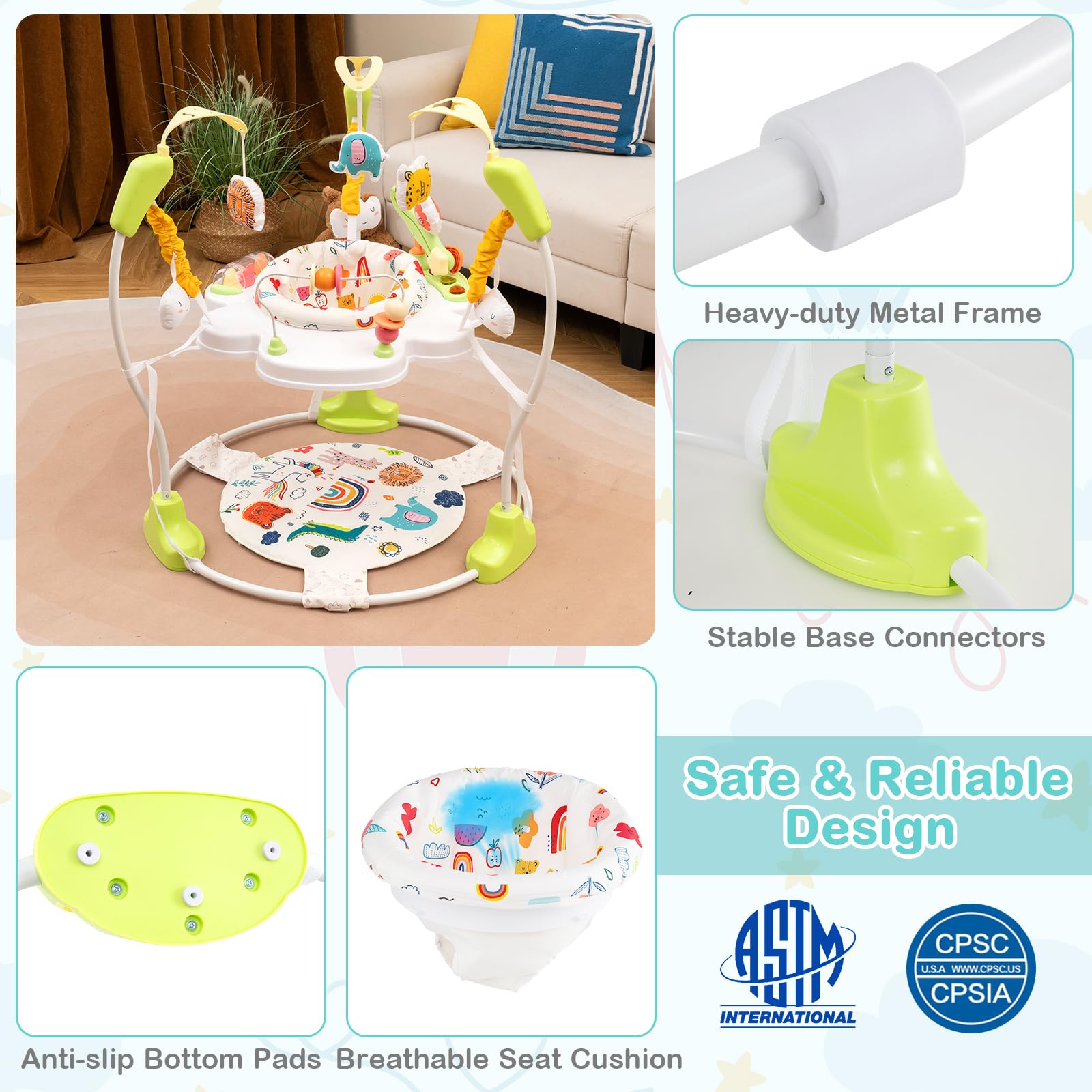 Centro Attività 3 in 1 Convertibile RELAX4LIFE per Bambini 6+ Mesi con Piattino Rimbalzante e Girevole 360° (GIALLO)