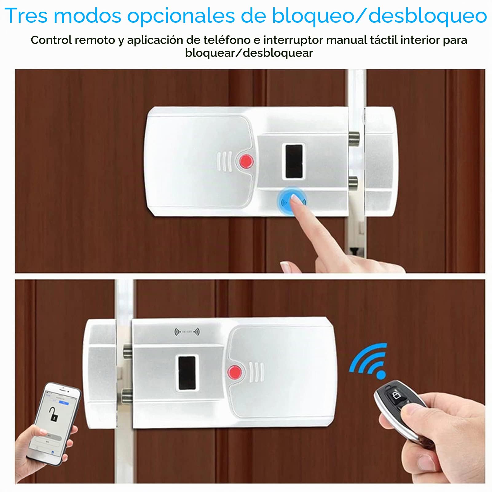 Cerradura invisible WAFU 011: de seguridad inteligente con desbloqueo táctil Bluetooth para hogar y oficina. Fácil instalación en interiores, acceso remoto y móvil. Cerradura de aleación de zinc