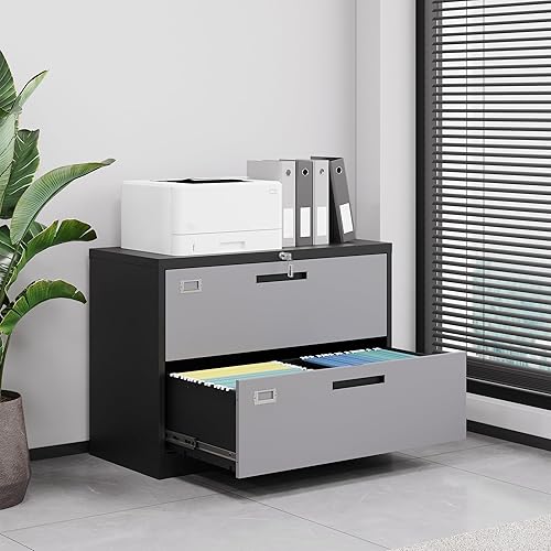 Miniatura 2 de Letaya Archivador con cerradura lateral de 2 cajones de metal, gabinetes de almacenamiento de organización para oficina en casa, tamaño