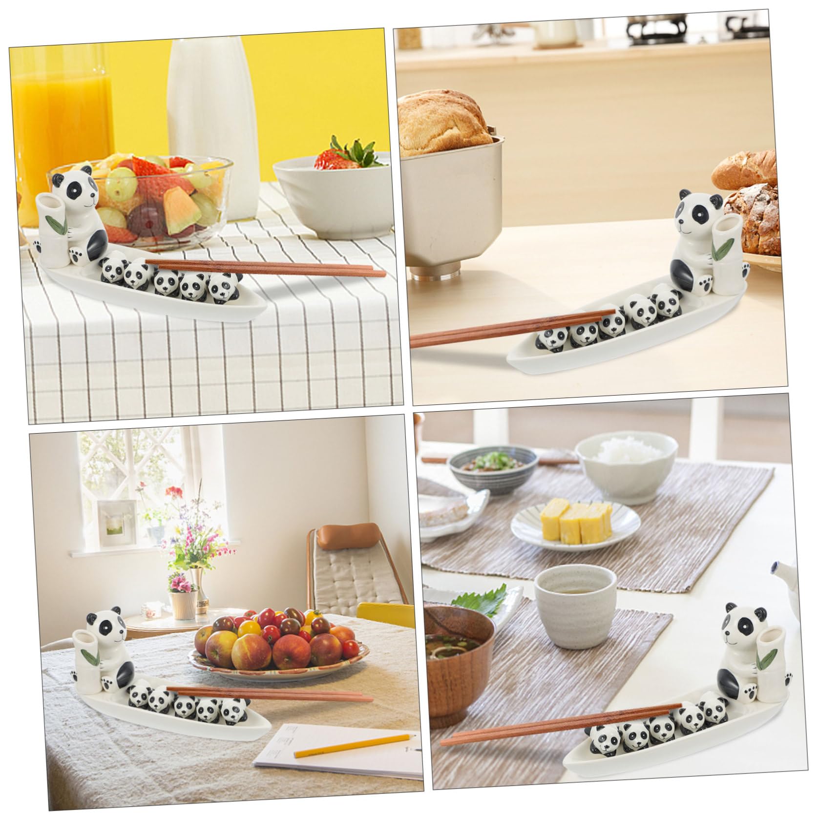 Keramik Essstäbchenhalter Panda Design mit Einfacher Aufbewahrung Kreativer Essstäbchenrest für Party und Bankett Einzigartiger Niedlicher Stäbchenständer