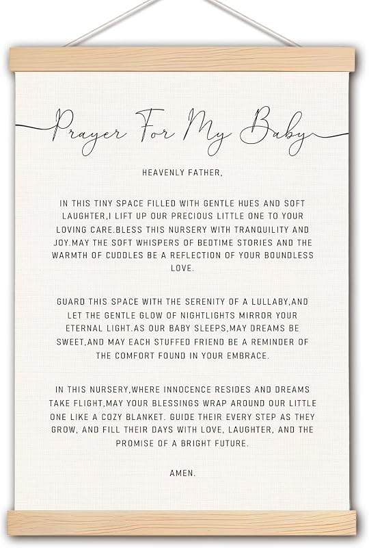 Nursery Wall Decor, Prayer for My Baby Nursery Wall Art Poster Hanger Frame, Christian Baby Gifts, Baby Nursery Decor, Christian Nursery Posters Wall Decor for Baby Toddler Boy Girl Room, 12x16 Inches