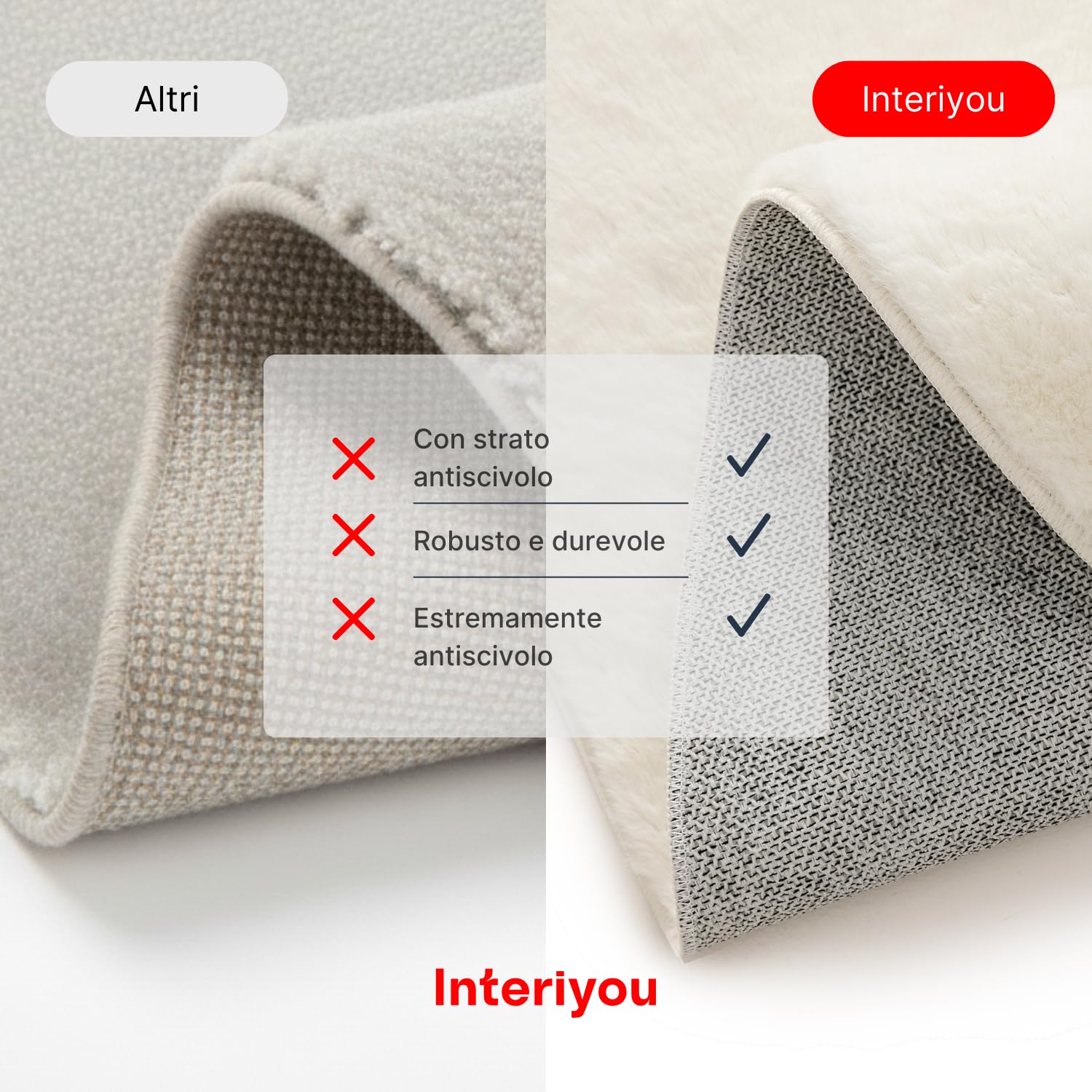 Interiyou Tappeto salotto pelo corto Fargo - 160x160 cm Rotondo Crema - Morbid in pelliccia sintetica - Lavabile e antiscivolo - Corto e soffice