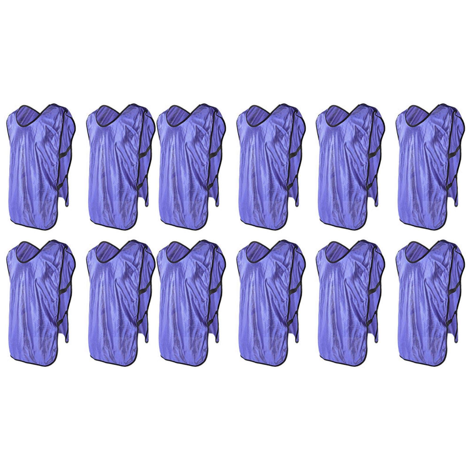 Gilet da Allenamento per Adulti Viola 12 Pezzi in Nylon per Allenamento di Squadra, Taglia Libera per Il Calcio e Il Basket Fitness